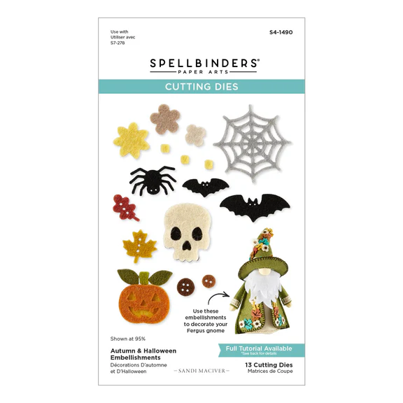 *NEW* - Spellbinders - Autumn & Halloween Embellishments Etched Dies from the 3D Felt Decor Collection by Sandi MacIver