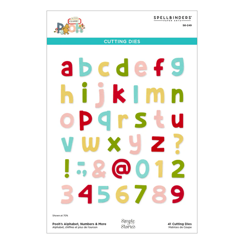 Spellbinders - Pooh's Alphabet, Numbers & More Etched Dies from the Say Cheese Classic Pooh Collection in Collaboration with Simple Stories