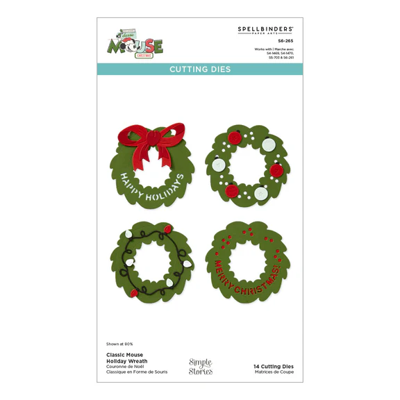 Spellbinders - Classic Mouse Holiday Wreath Etched Dies from the Say Cheese Classic Mouse Christmas Collection