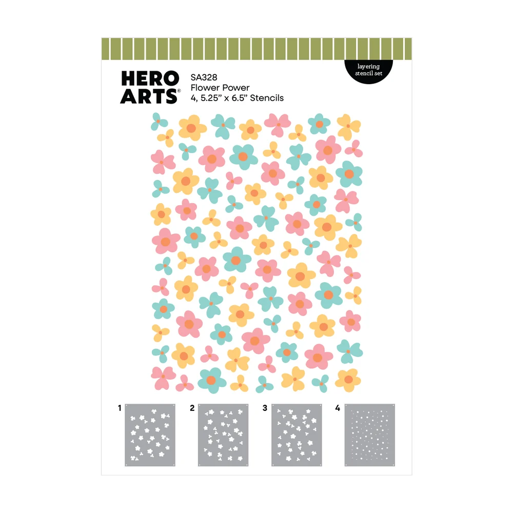 **NEW* - Spellbinders - Hero Arts Flower Power Layering Stencil Set