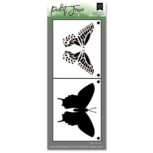 Picket Fence - Layered Flaunt Butterfly Stencil (8)