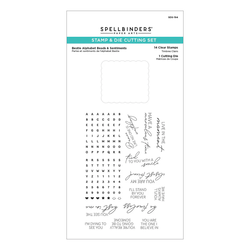 Spellbinders - Bestie Alphabet Beads & Sentiments Clear Stamp & Die Set from the Beads of Friendship Collection