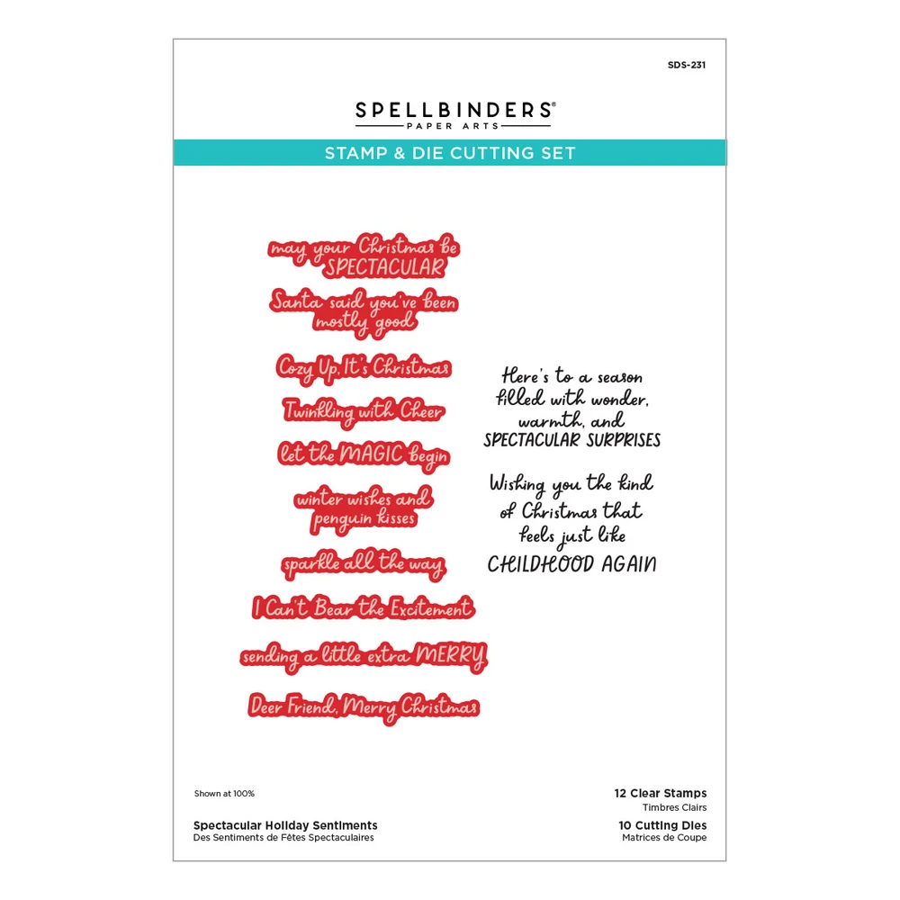 **NEW* - Spellbinders - Spectacular Holiday Sentiments Stamp & Die Set