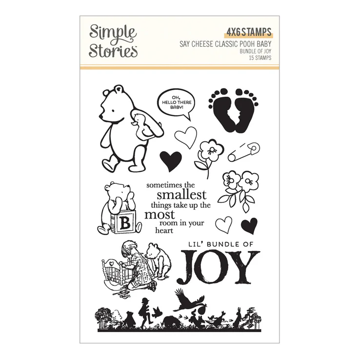 ***NEW* - Spellbinders - Simple Stories Say Cheese Classic Pooh Baby Bundle of Joy Clear Stamp Set