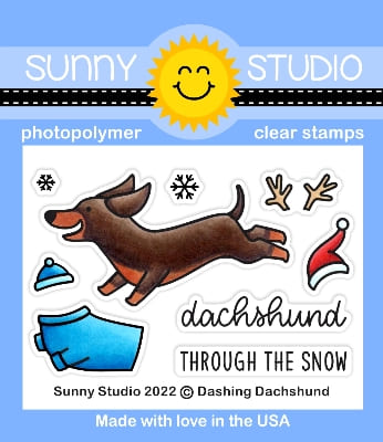 Sunny Studio - Dashing Dachshund 2x3 Clear Stamps