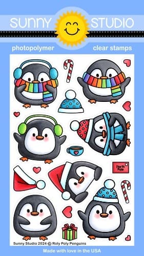 Sunny Studio - Roly Poly Penguins 4x6 Clear Stamps