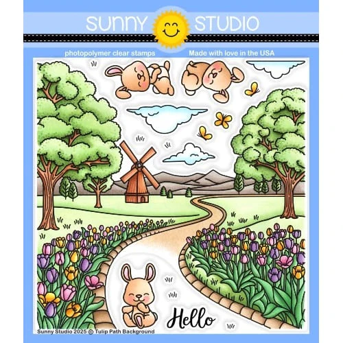 *NEW* - Sunny Studio - Tulip Path Background 6x6 Clear Stamps