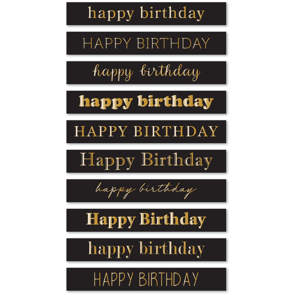 *NEW* - Memory Box - Happy Birthday Foil Greetings Large Black Tabs