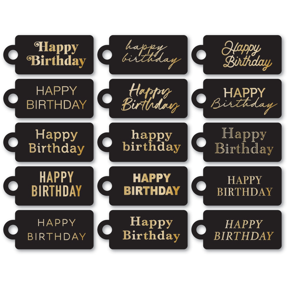 **NEW* - Memory Box - Happy Birthday Foil Greeting Black Tags