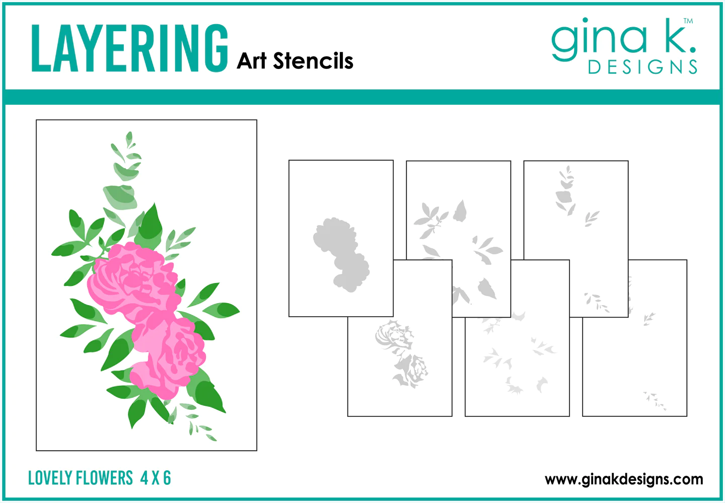 Gina K Designs - Lovely Flowers - STENCIL