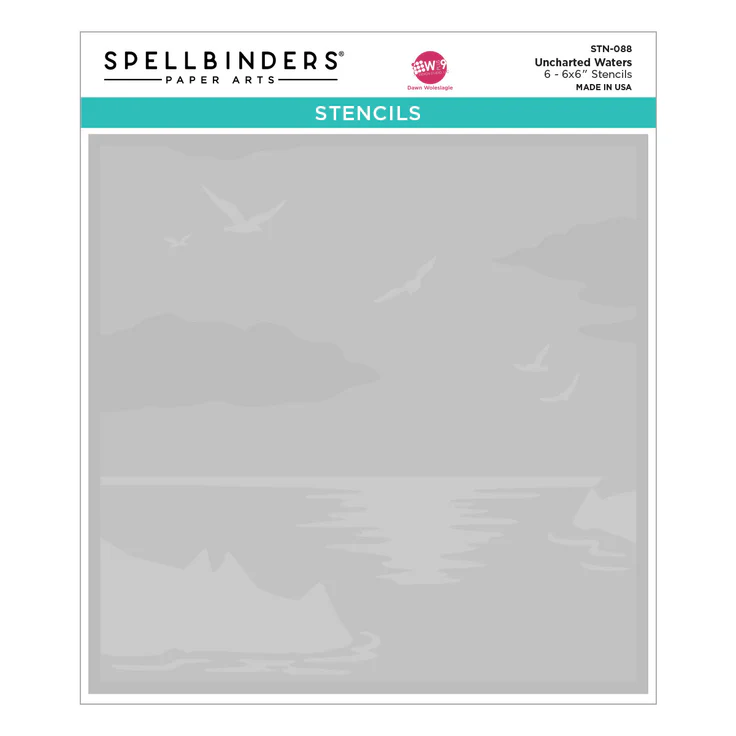 Spellbinders - UNCHARTED WATERS STENCIL FROM THE FAIR WINDS COLLECTION BY DAWN WOLESLAGLE