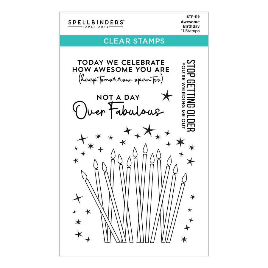 Spellbinders - Awesome Birthday Clear Stamp Set from the Birthday Celebrations Collection