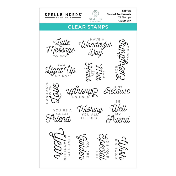 Spellbinders - SEALED SENTIMENTS CLEAR STAMP SET FROM THE SEALED BY SPELLBINDERS COLLECTION