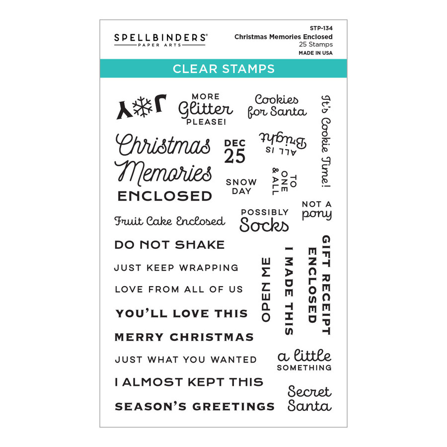 Spellbinders - Christmas Memories Enclosed Clear Stamp Set from the Tinsel Time Collection