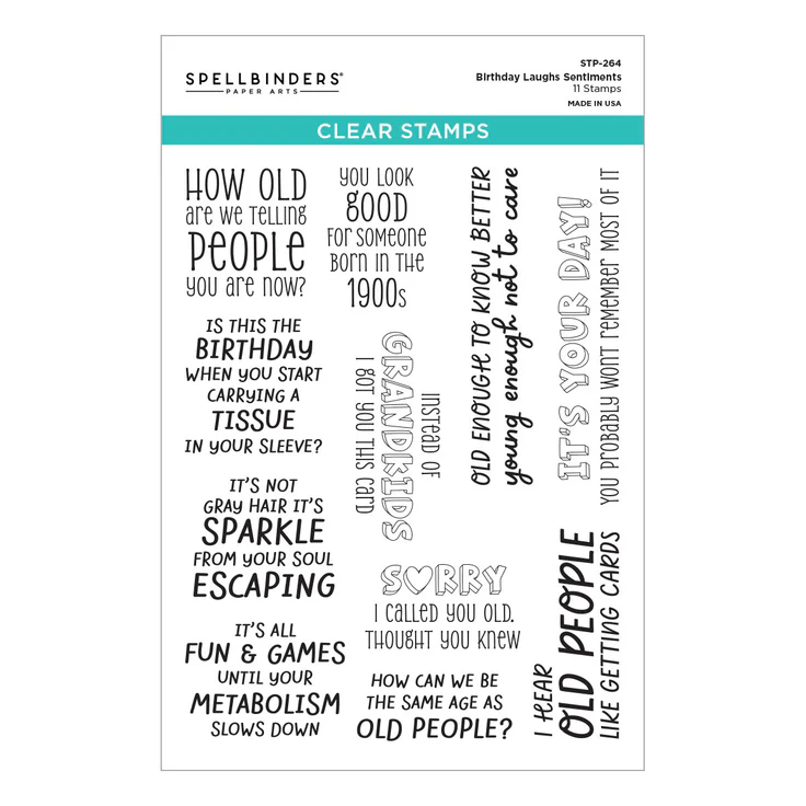 *NEW* - Spellbinders - Birthday Laughs Sentiments Clear Stamp Set