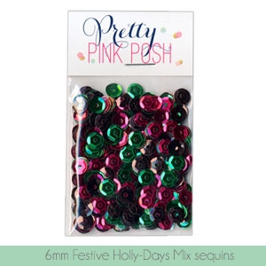 Pretty Pink Posh - 6mm Festive Holly-Days Sequins