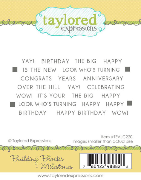 Taylored Expression - Building Blocks- Milestones