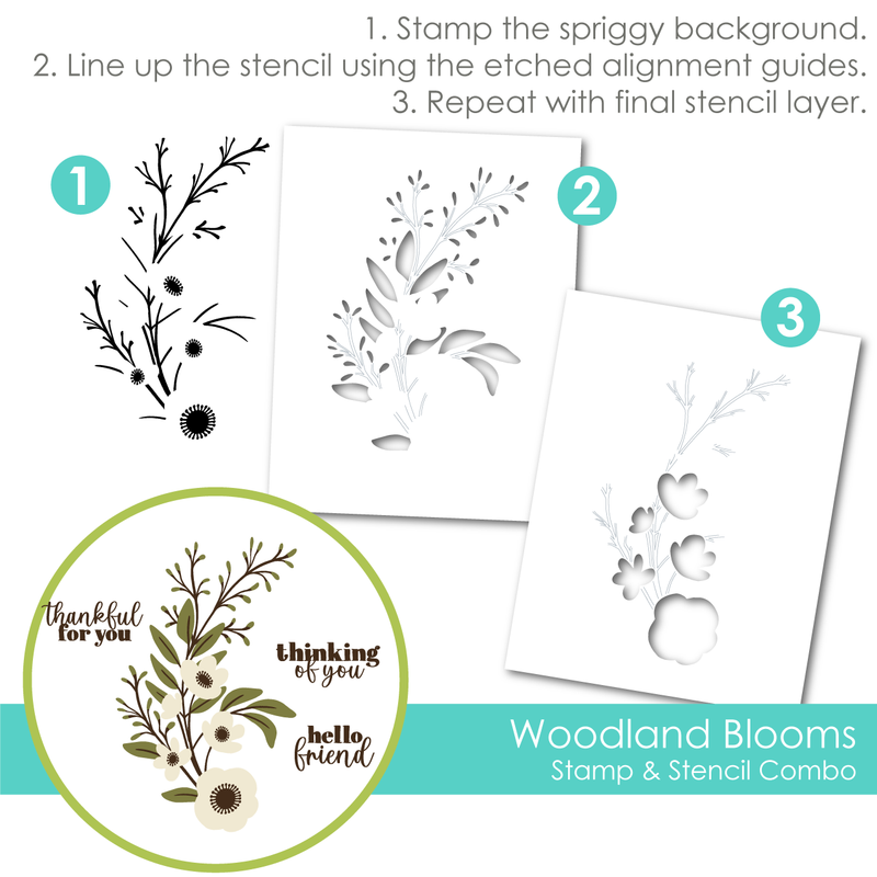 Taylored Expression - Woodland Blooms Stamp & Stencil Combo