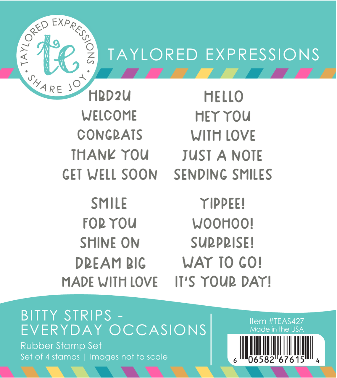 Taylored Expression - Bitty Strips Stamp Set - Everyday Occasions