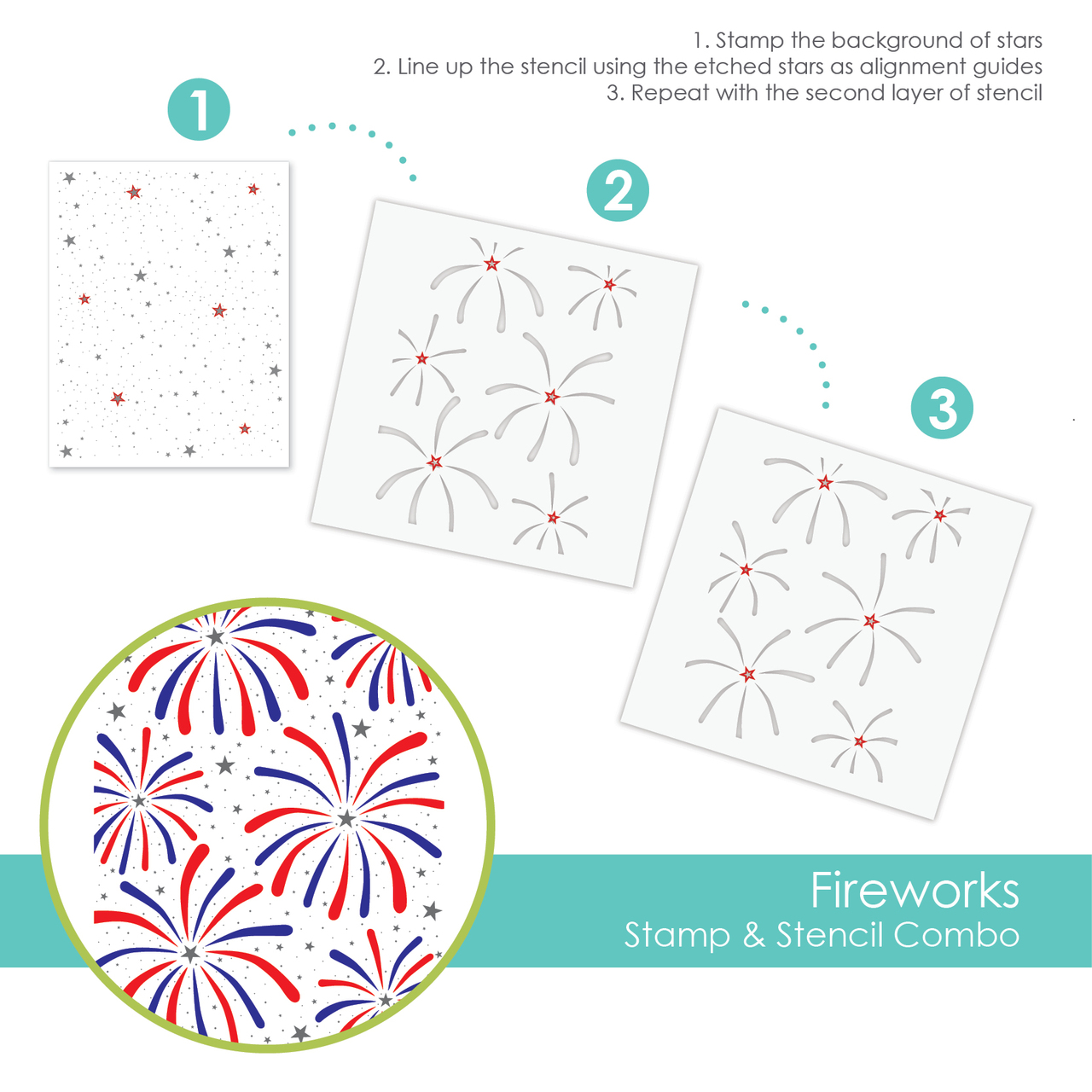 Taylored Expression - FIREWORKS STAMP & STENCIL COMBO