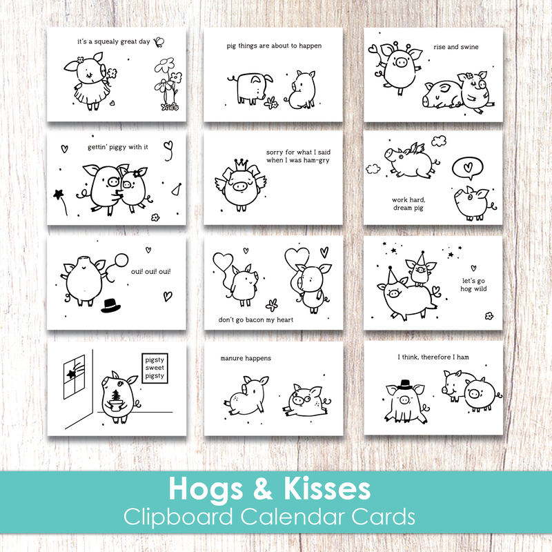 Taylored Expression - Clipboard Calendar Cards - Hogs & Kisses