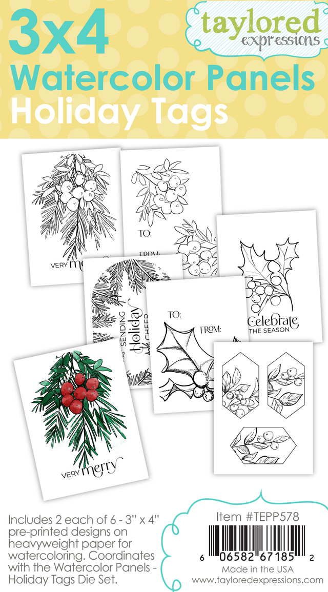 Taylored Expression - Watercolor Panels - Holiday Tags