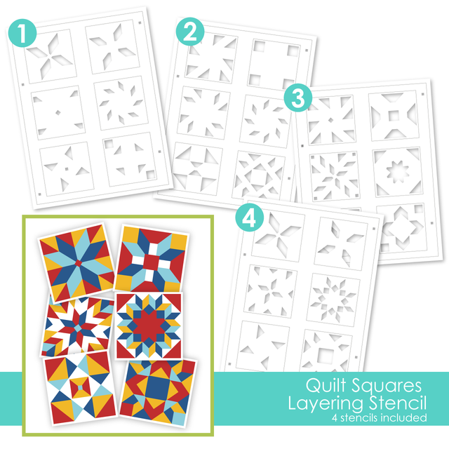 *NEW* - Taylored Expression - Quilt Squares Layering Stencil