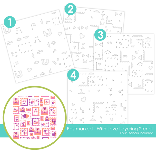 Taylored Expression - Postmarked - With Love Layering Stencil