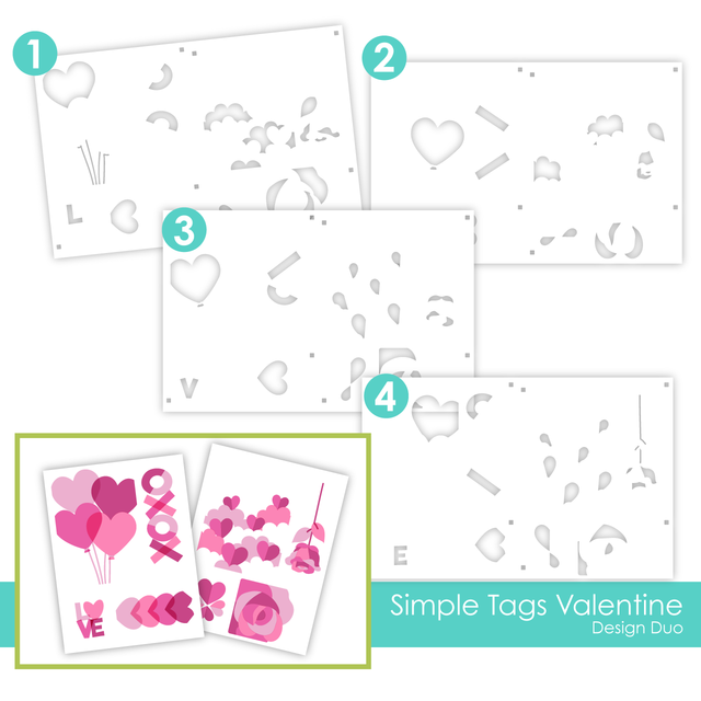 Taylored Expression - Design Duo Layering Stencil - Simple Tags Valentine