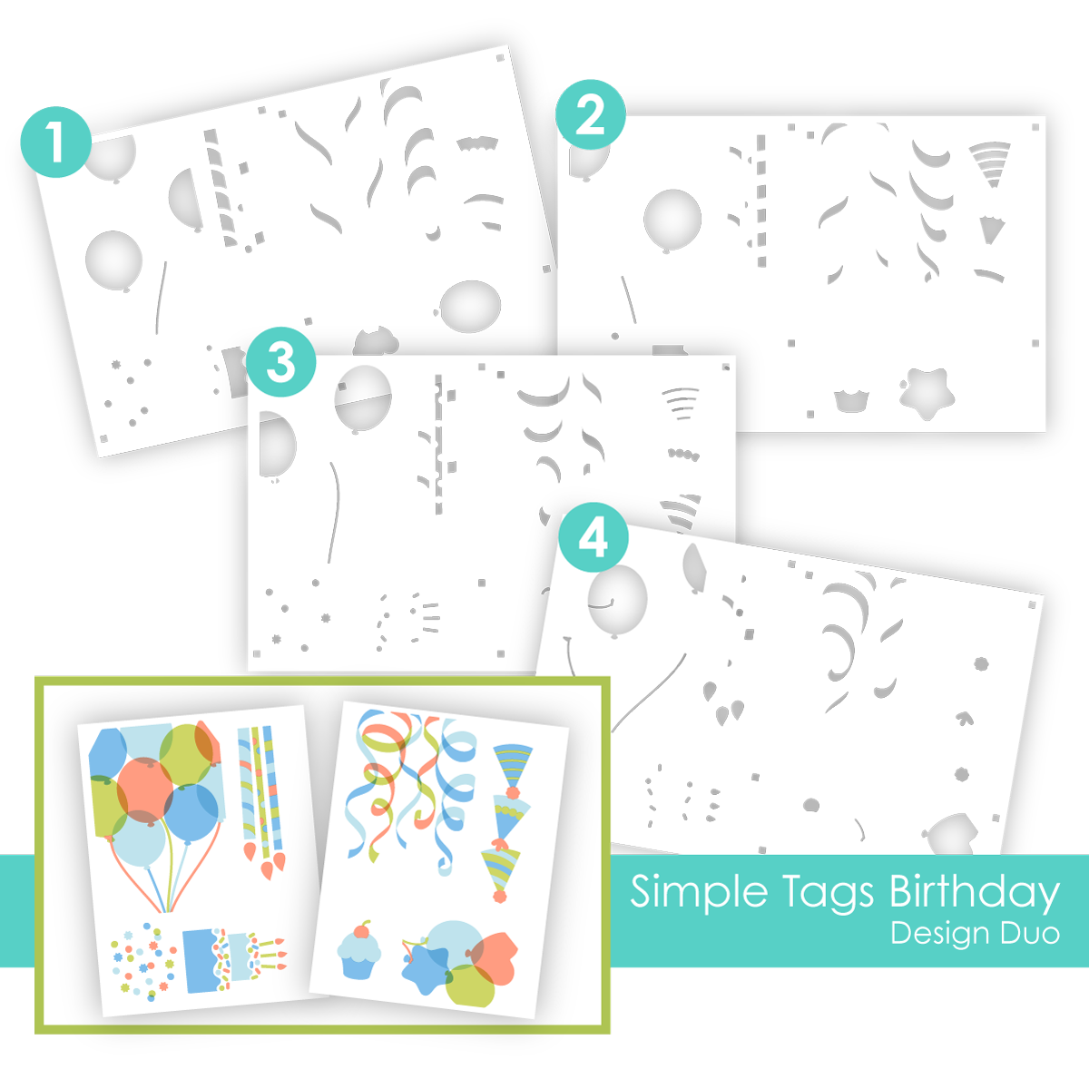 **NEW* - Taylored Expression - Design Duos Layering Stencil - Simple Tags Birthday