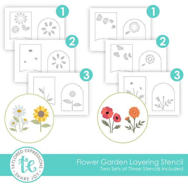 *NEW* - Taylored Expression - Flower Garden Layering Stencil