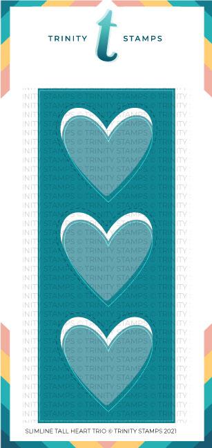 Trinity Stamps - Slimline Tall Heart Trio Die