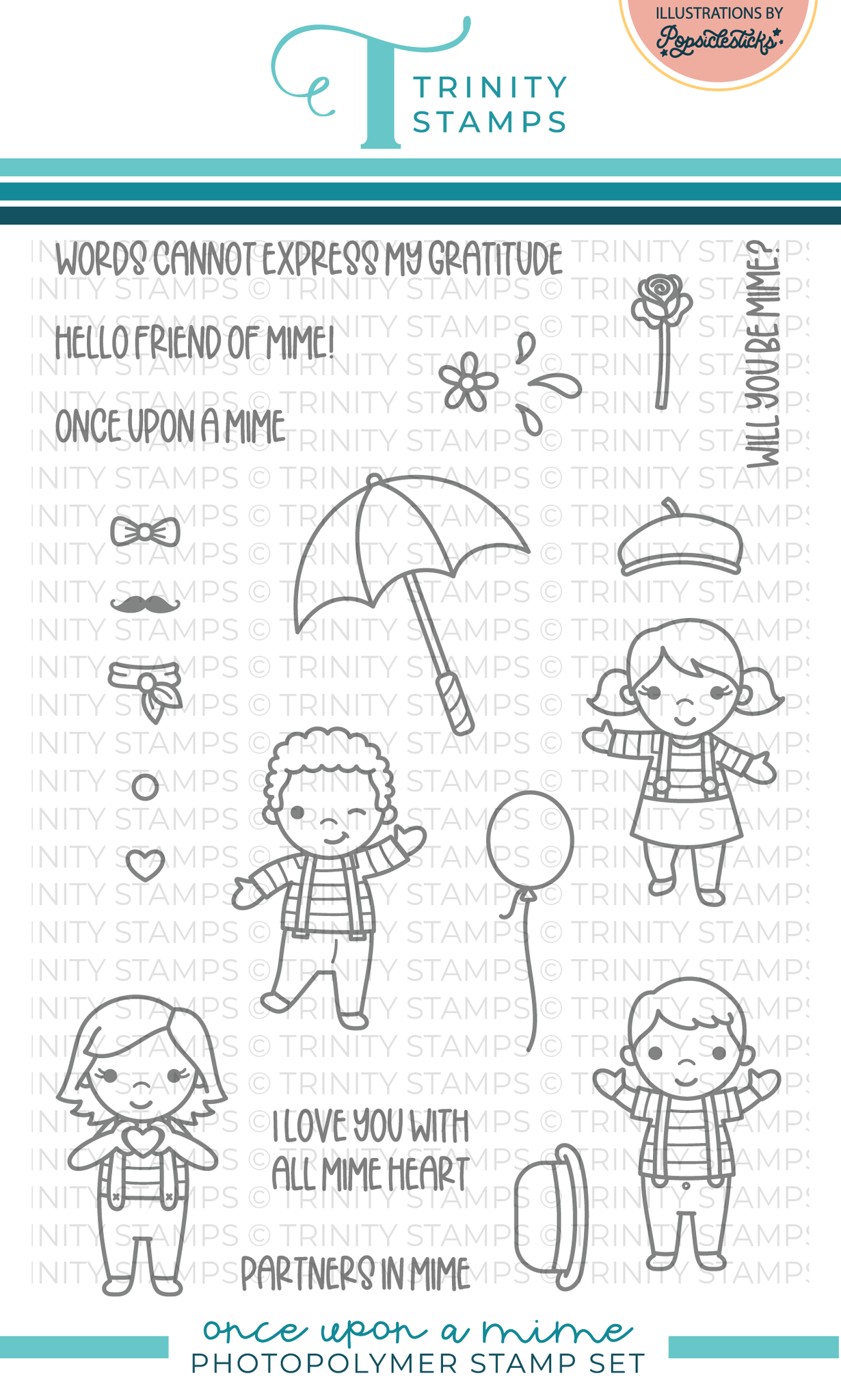 Trinity Stamps - Once Upon A Mime 4x6 Stamp Set