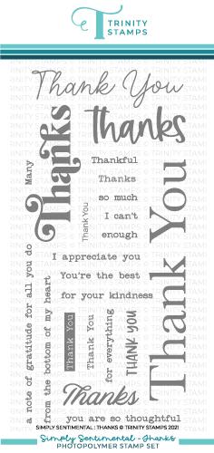 Trinity Stamps - Simply Sentimental - Thanks 4x8 Stamp Set