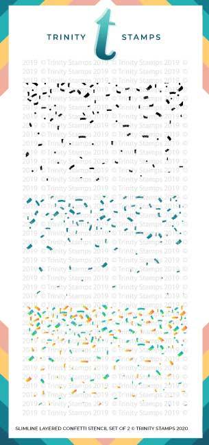 Trinity Stamps - Slimline Layered Confetti- 6x9 Laser Cut 2-Piece Stencil Set