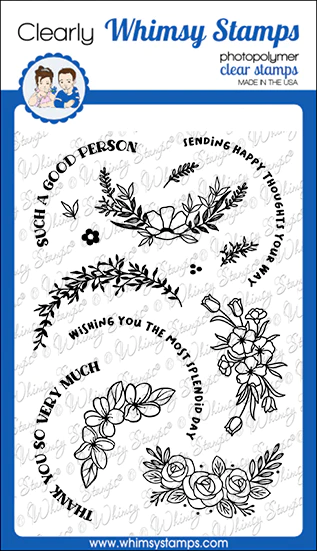 Whimsy Stamps - Magic Wheel Flowers Clear Stamps