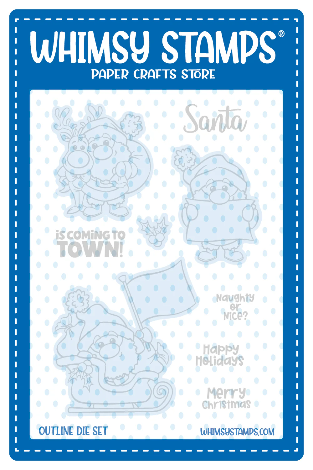 Whimsy Stamps - Santa Comes to Town Outline Die Set