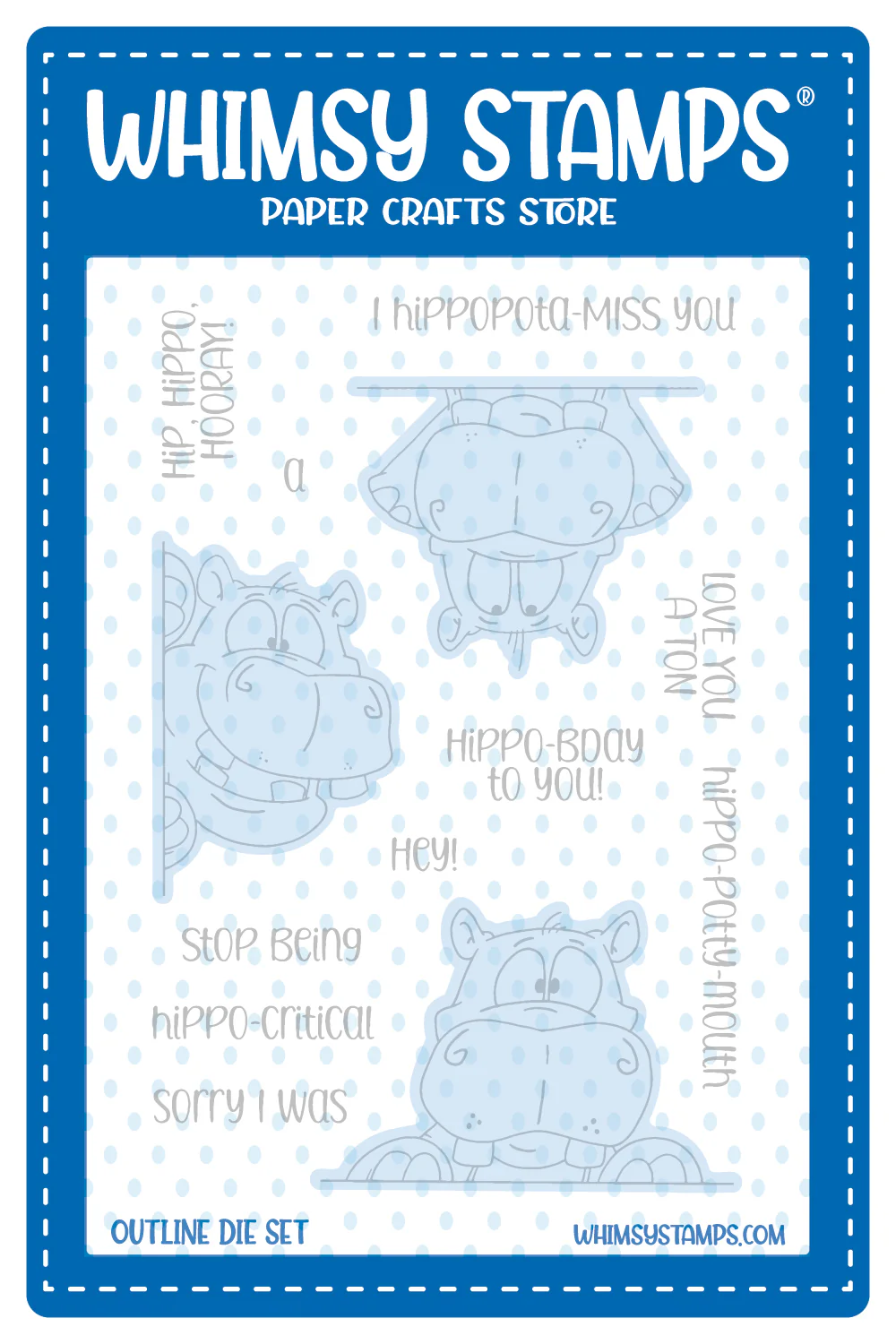 Whimsy Stamps - Happy Hippos Outline Die Set