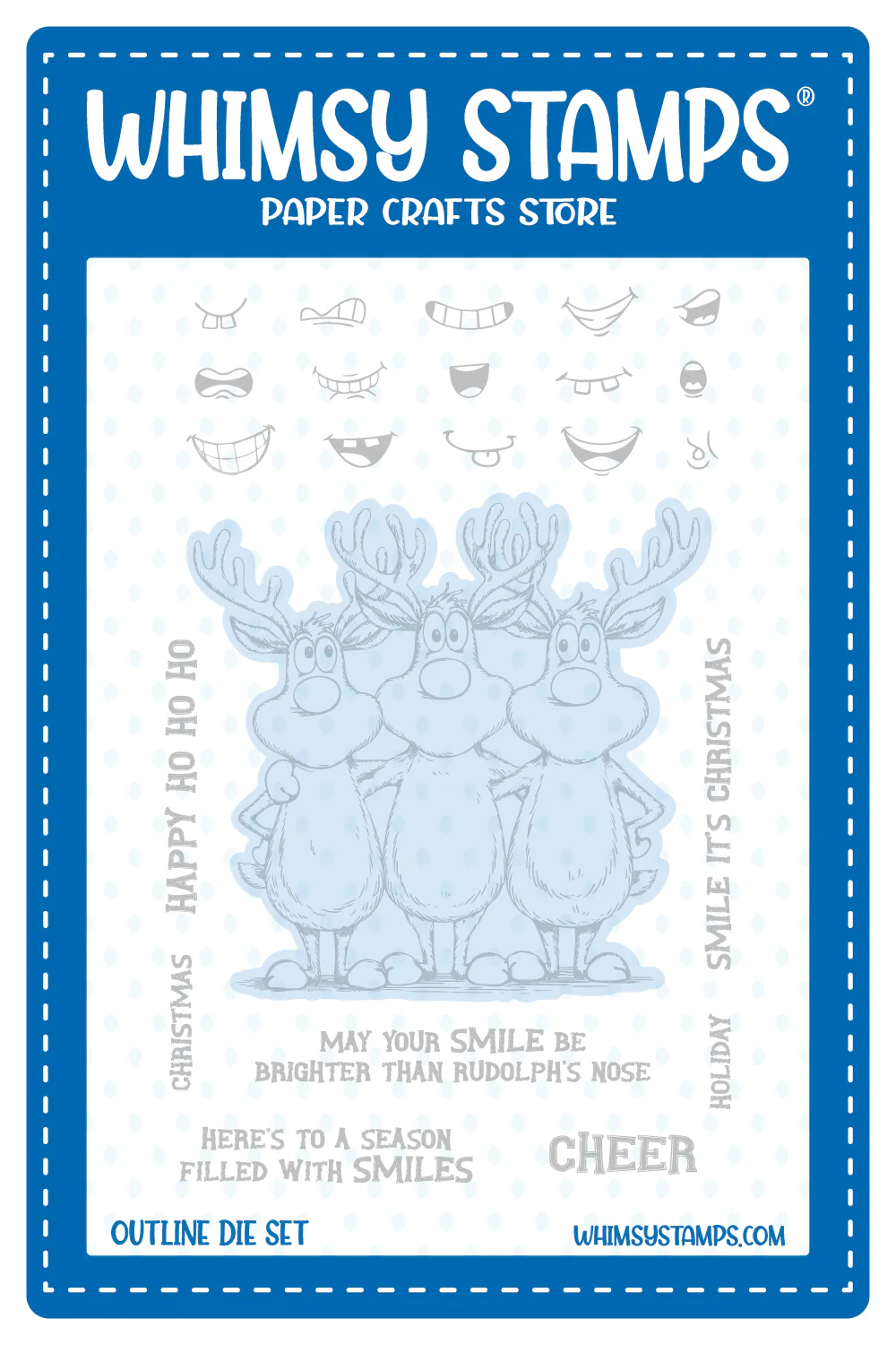 Whimsy Stamps - Reindeer Smiles Outline Die