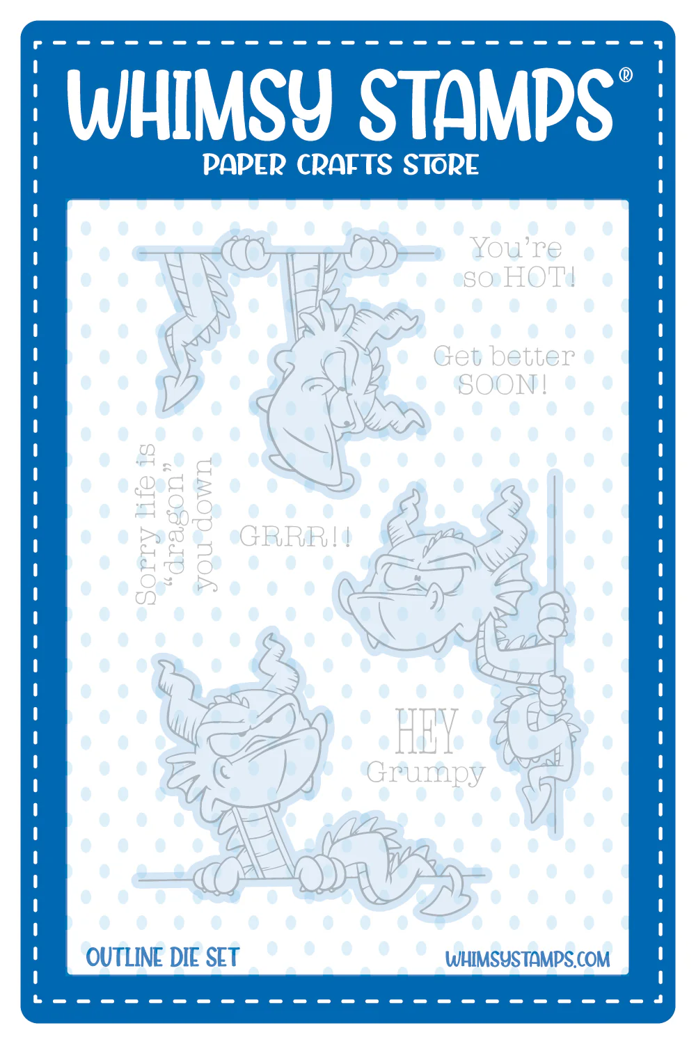 Whimsy Stamps - Grumpy Dragons Outlines Die Set