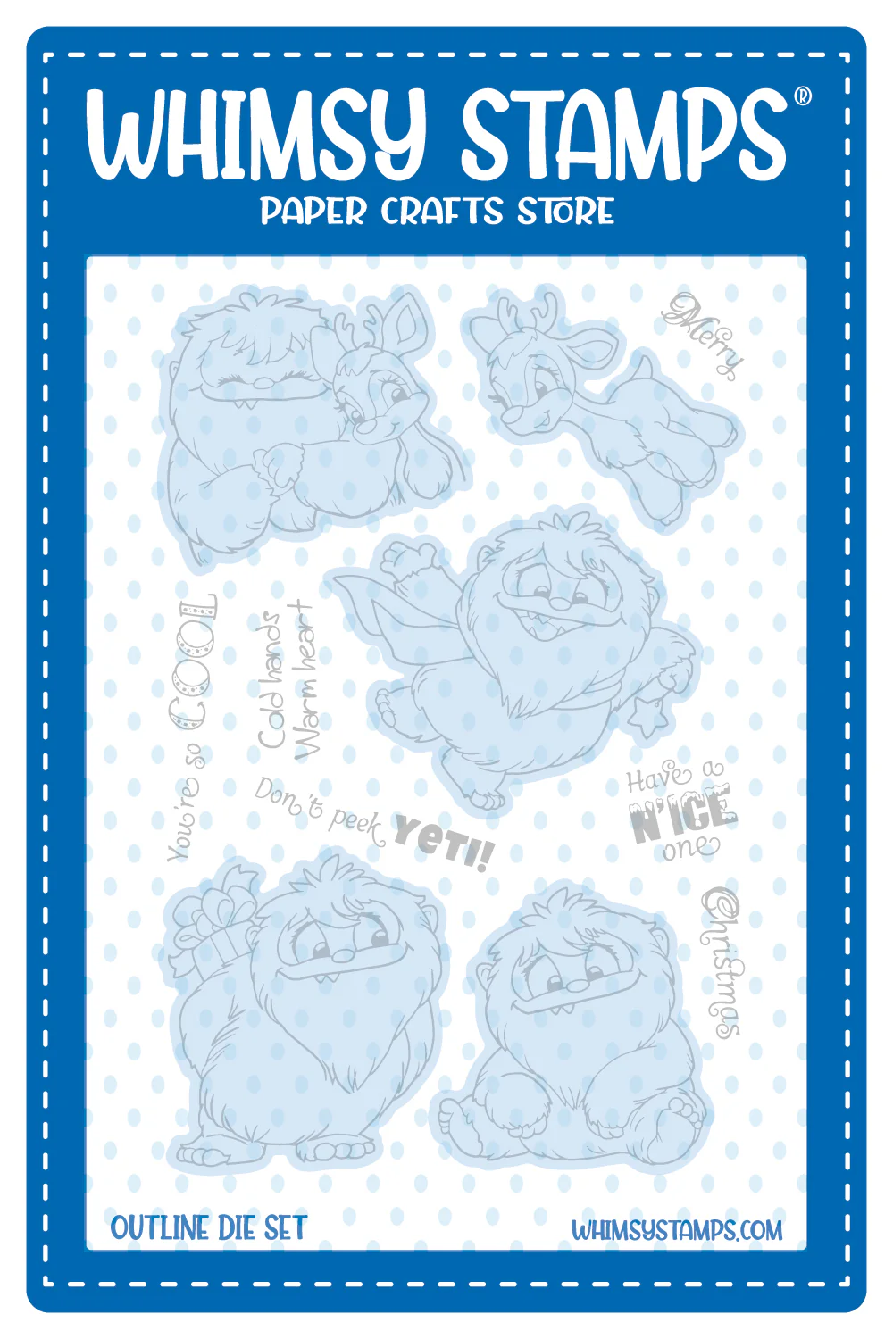 Whimsy Stamps - Don't Peek Yeti Outline Die Set