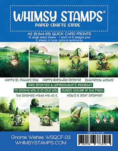 Whimsy Stamps - Quick Card Fronts - A2 Gnome Wishes