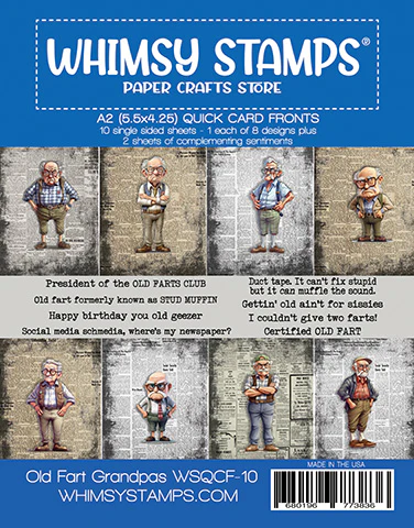 Whimsy Stamps - Quick Card Fronts - Old Fart Grandpa