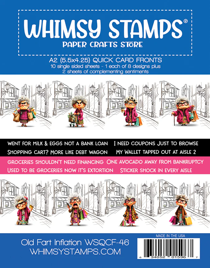 **NEW* - Whimsy Stamps - Quick Card Fronts - Old Fart Inflation