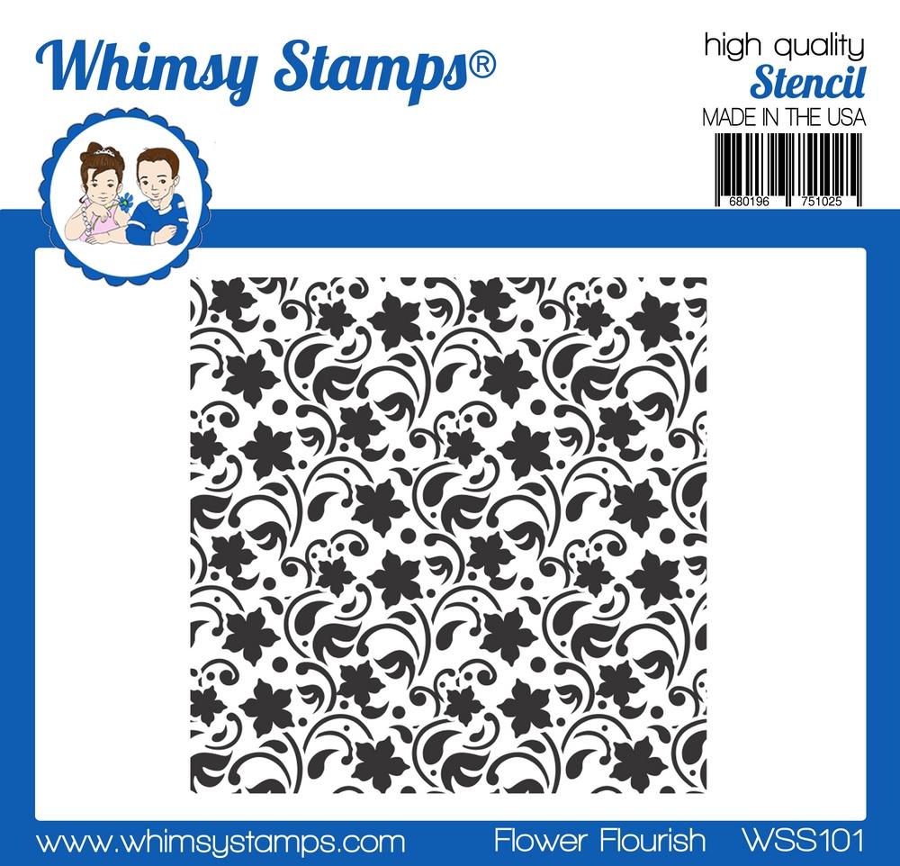 Whimsy Stamps - Flower Flourish Stencil (SO)