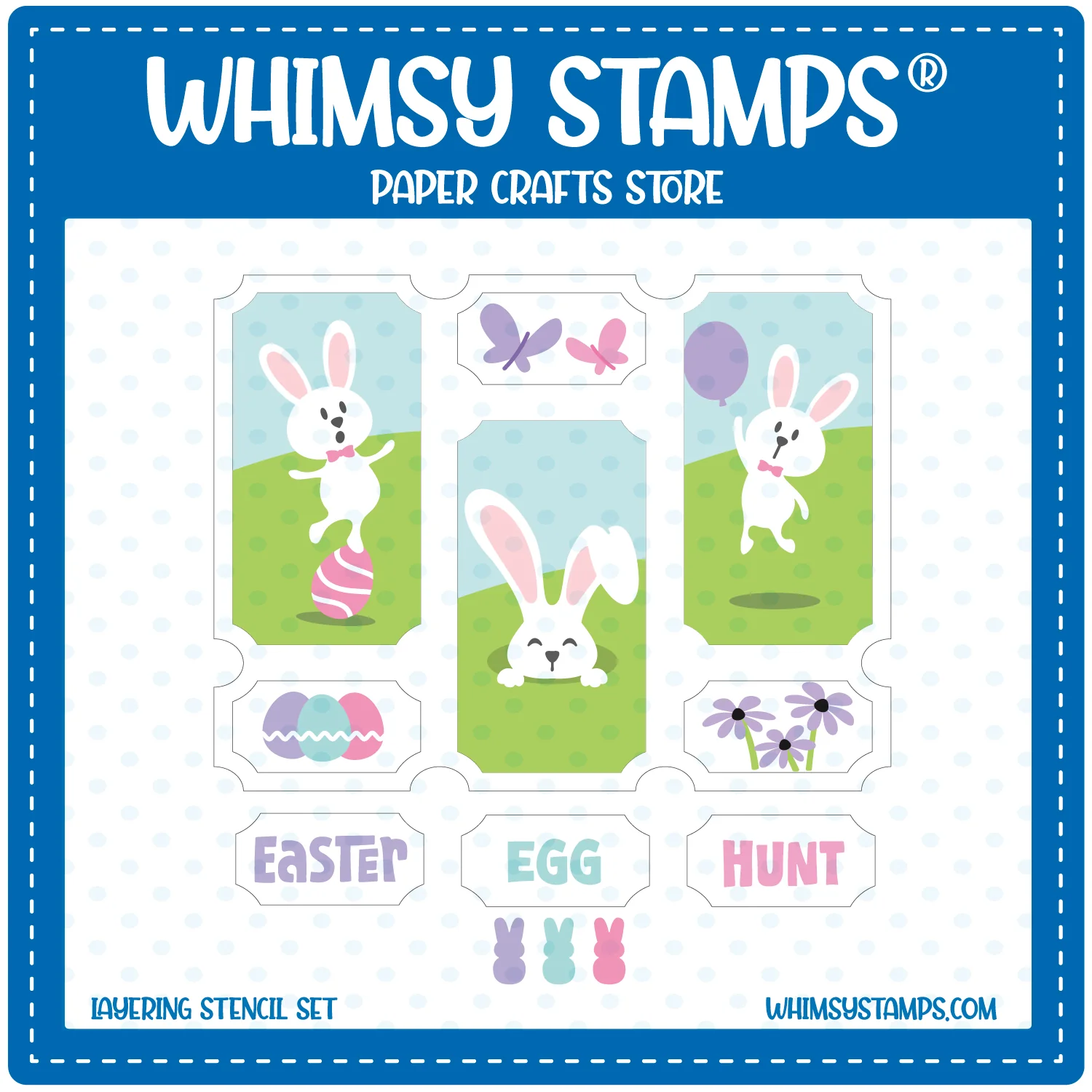 *NEW* - Whimsy Stamps - Terrific Tickets Bunnies Layering Stencil
