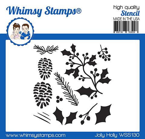 Whimsy Stamps - Jolly Holly Stencil (SO)