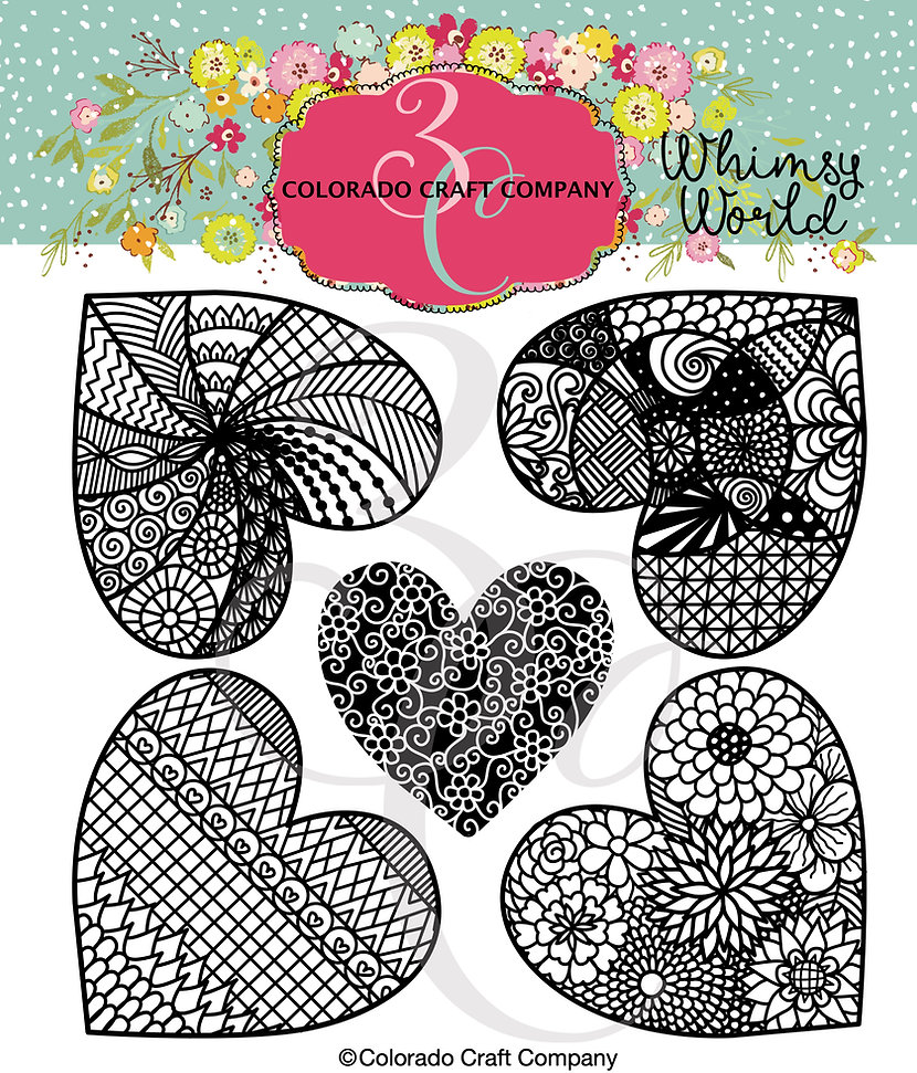 Colorado Craft Company - Whimsy World~Coloring Hearts