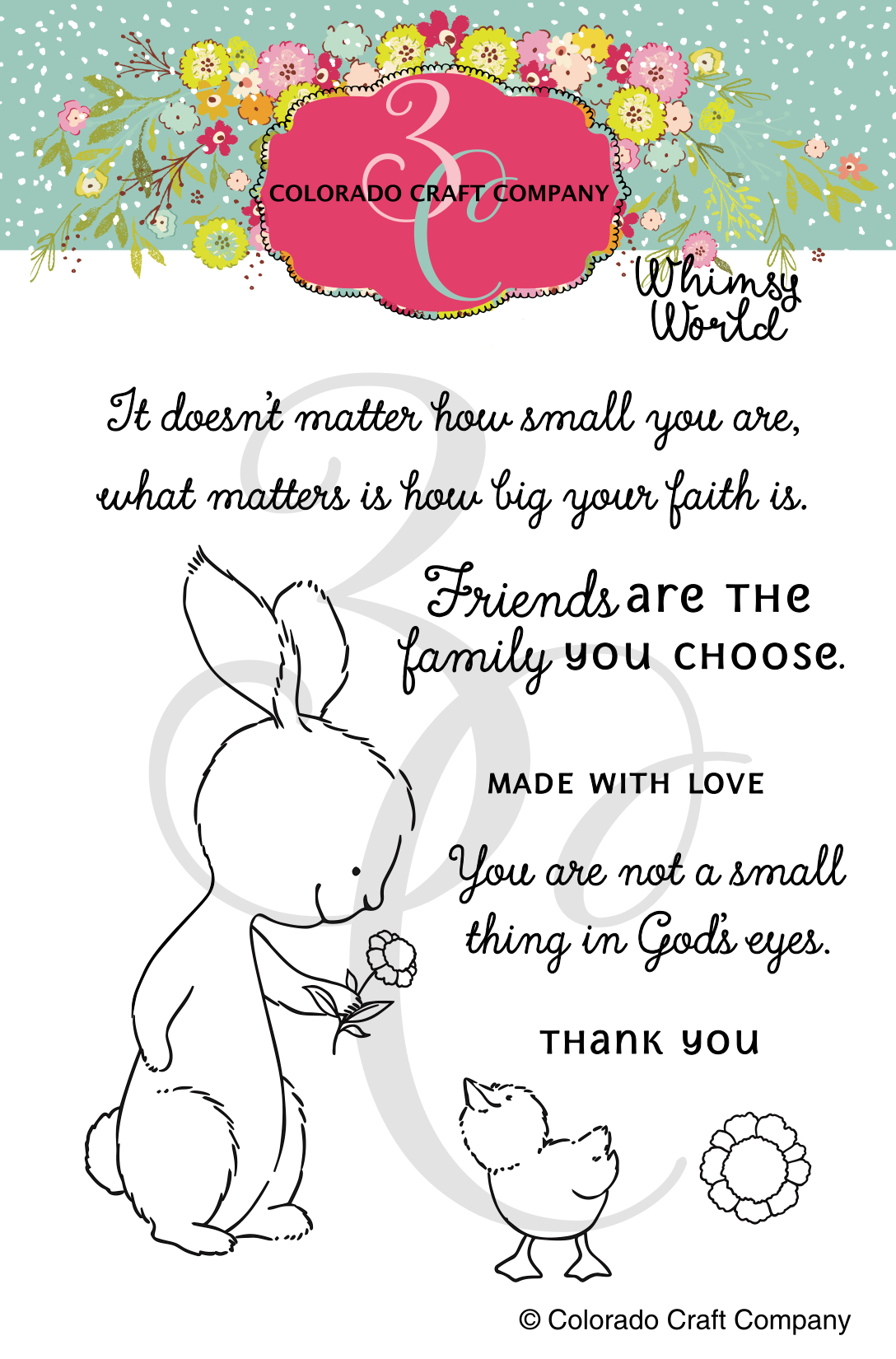 Colorado Craft Company - Whimsy World~Bunny & Duckling 3 x 4 Clear Stamps