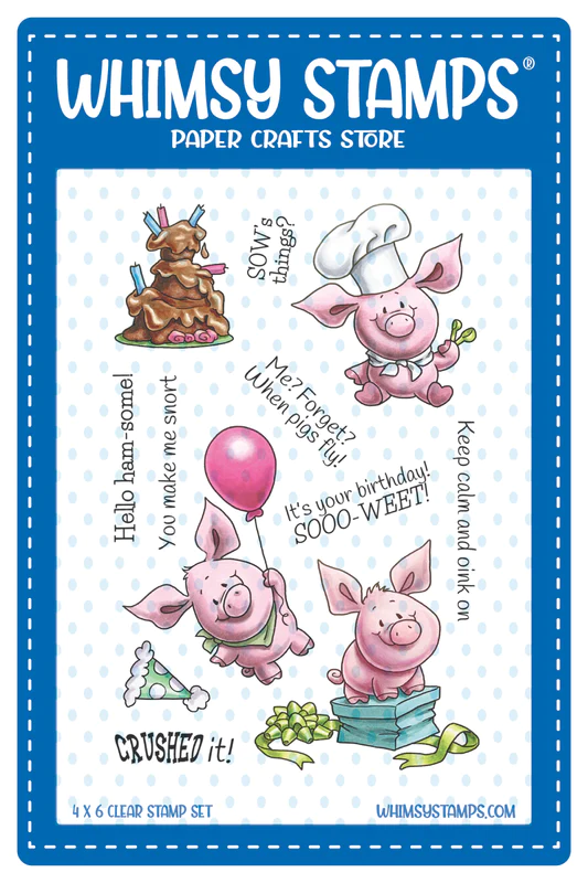Whimsy Stamps - Piggies Crushed It Clear Stamps